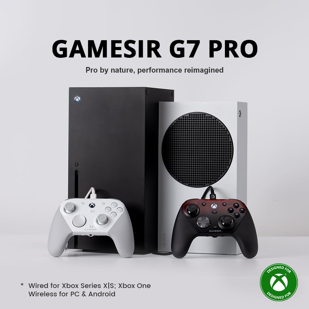 GameSir G7 Pro Wired Controller for Xbox Series X|S. Xbox One. Wireless Gamepad for PC&Android with TMR Sticks. Hall Effect Analog Triggers. 1000Hz Polling Rate. 3.5mm Audio Jack – White