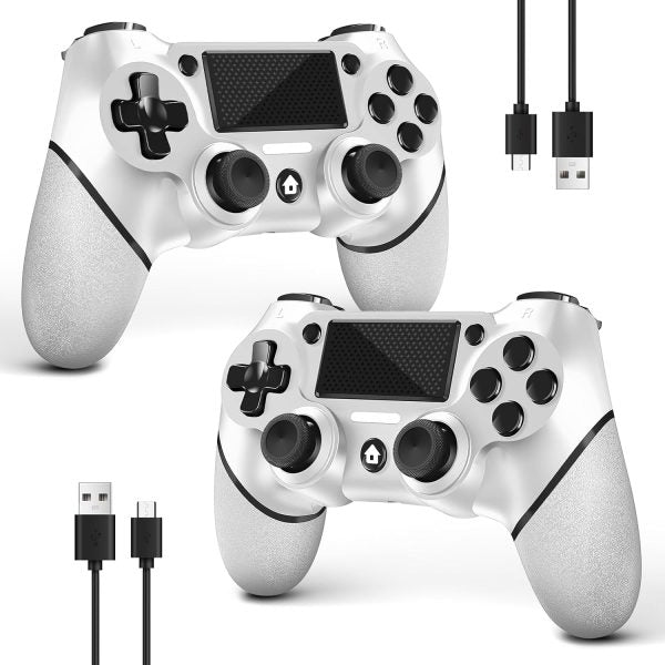 AceGamer 2 Pack for PS4 Controller. Wireless Controller for PS4/Pro/Slim/PC. with Non-Slip Grip of Both Sides and USB-C Cable! (Black and White)