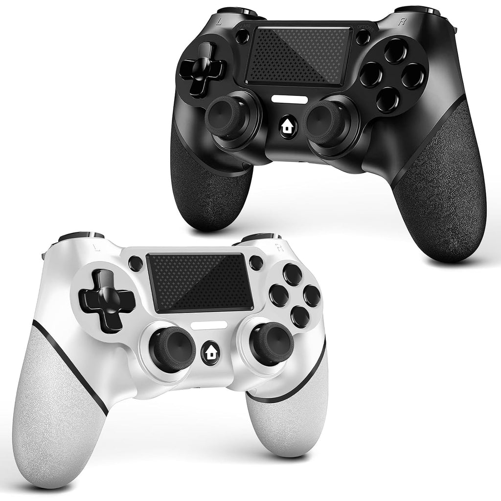 AceGamer 2 Pack for PS4 Controller. Wireless Controller for PS4/Pro/Slim/PC. with Non-Slip Grip of Both Sides and USB-C Cable! (Black and White)