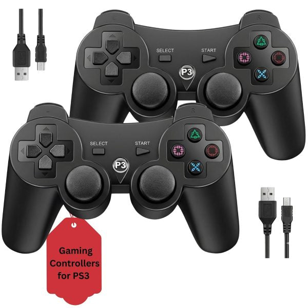 Hopevry 2 Pack Wireless Controller for PS3. Spider Man Theme Gamepad with Double Shock. Bluetooth Rechargeable. Comes with 2 USB Cables