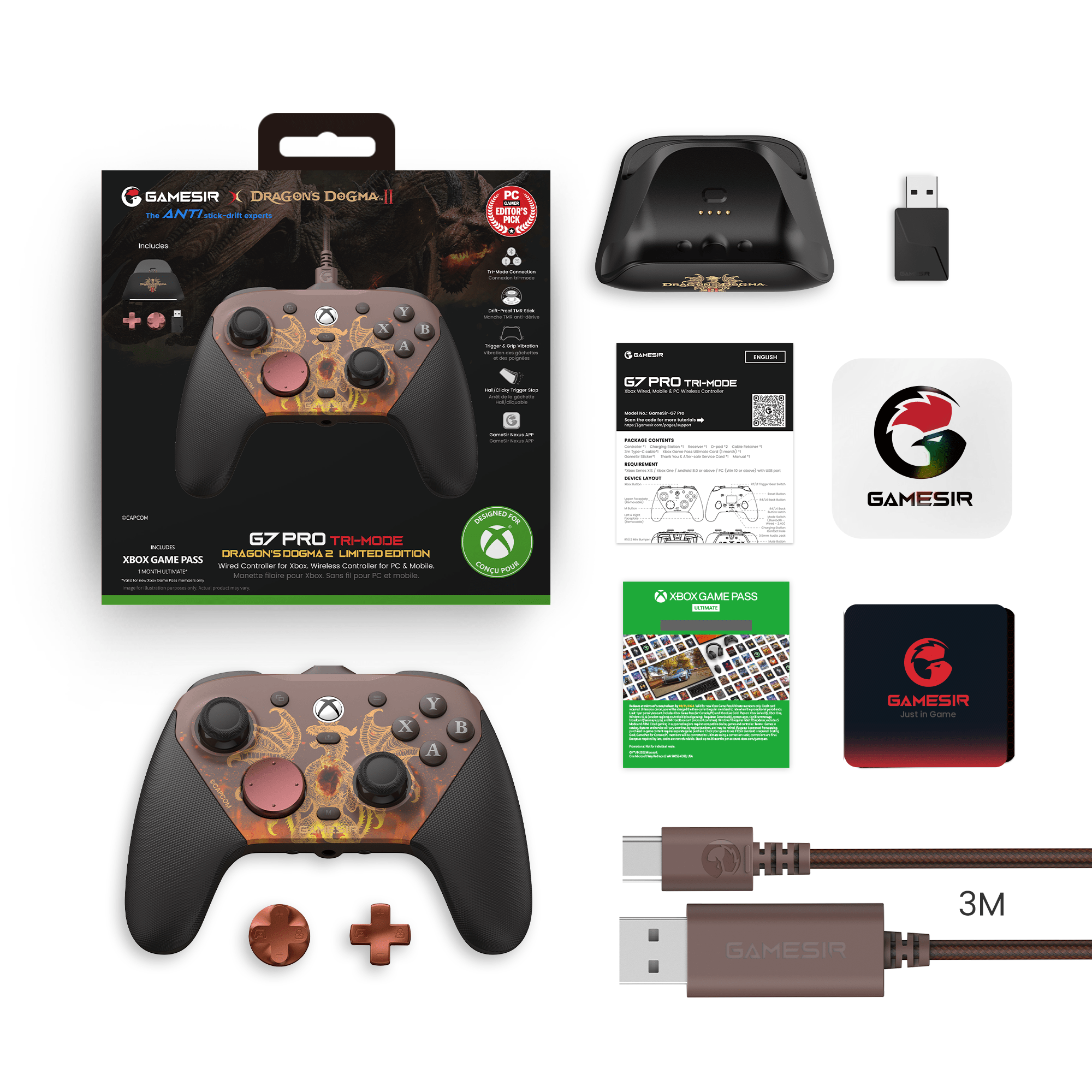 GameSir G7 Pro Dragon-s Dogma 2 Edition Tri-Mode XBOX Wired. PC & Mobile Wireless Controller