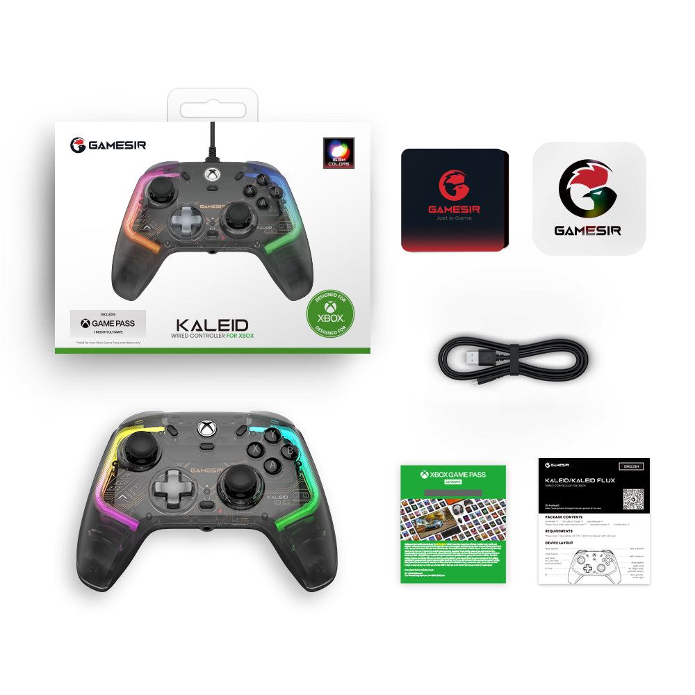 GameSir Kaleid Wired Transparent RGB Gaming Controller for Xbox