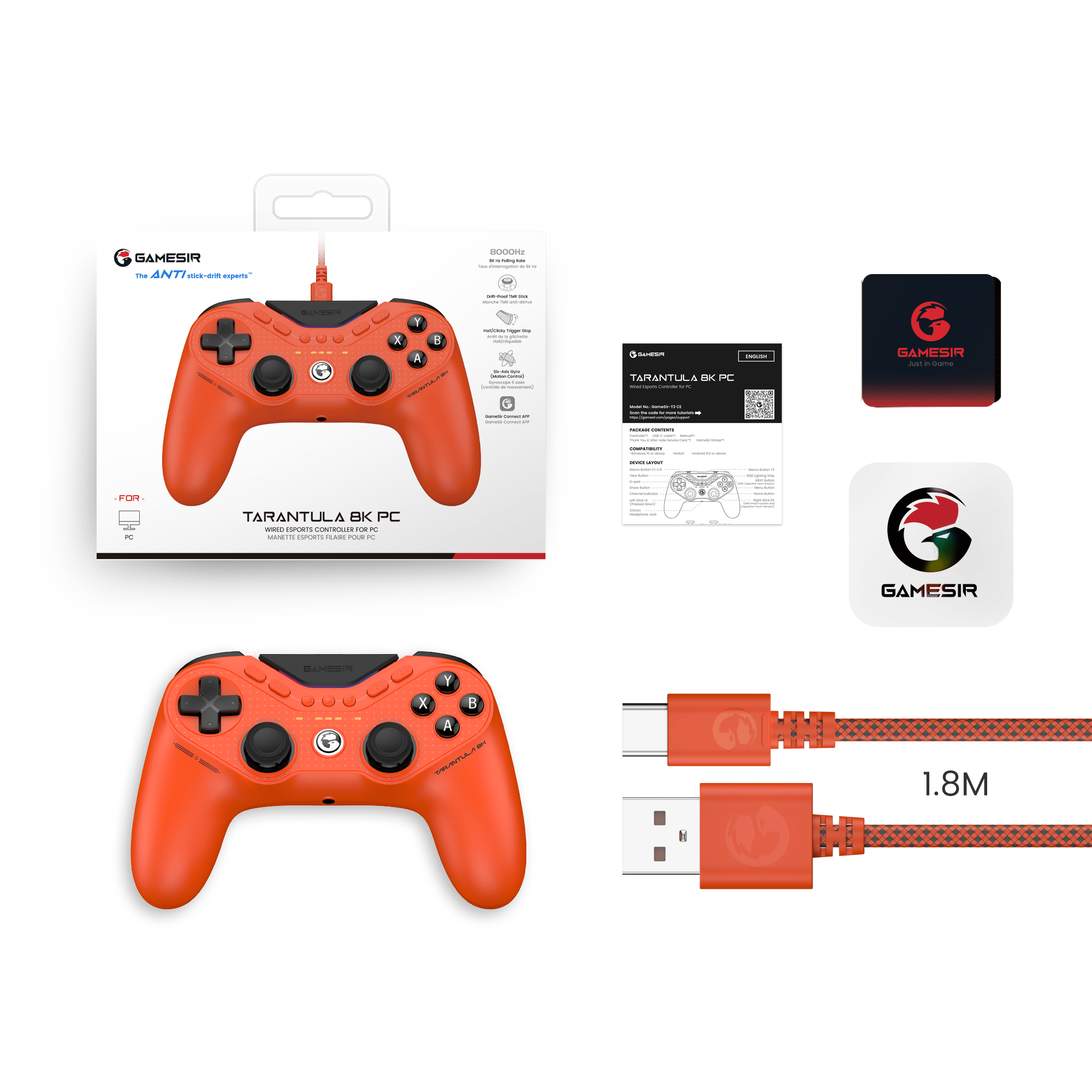GameSir Tarantula 8K PC Wired Esports Controller for PC